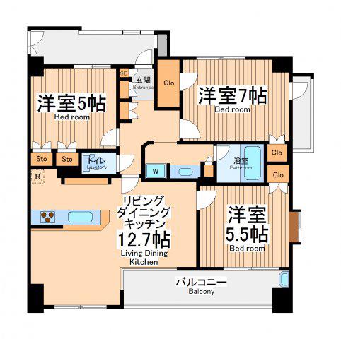ケーディーエックスレジデンス町田(3LDK/8階)の間取り写真
