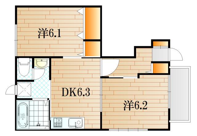 ビオレータ熊野(2DK/1階)の間取り写真