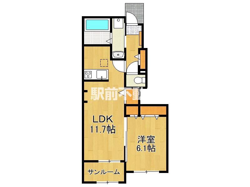 カルム キャトルズII(1LDK/1階)の間取り写真