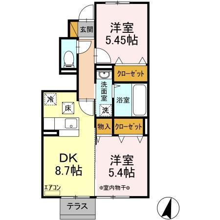とまり木(2DK/1階)の間取り写真