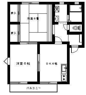 ラフォーレ馬渕(2DK/2階)の間取り写真