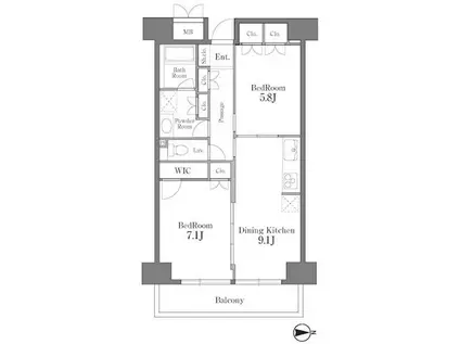 レジディア芝浦(2DK/10階)の間取り写真