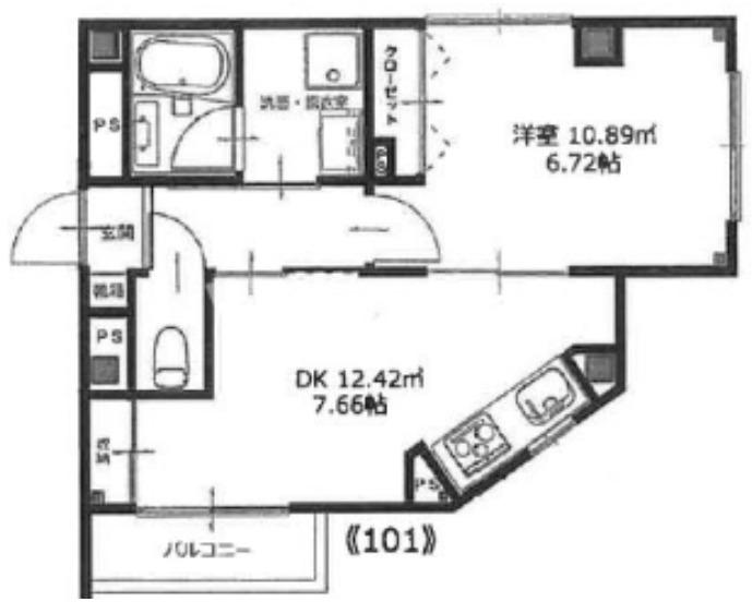 ラフォール 十条(1DK/1階)の間取り写真