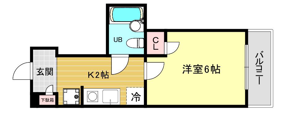 ベヌスタ西宮(1K/3階)の間取り写真