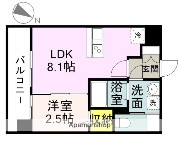 ドゥーエ赤坂(1LDK/13階)の間取り写真