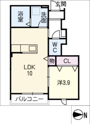 チッタ新舞子(1LDK/1階)の間取り写真