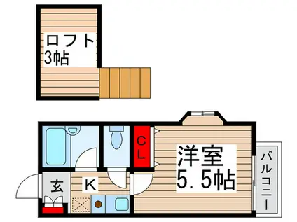KYハイム(1K/2階)の間取り写真