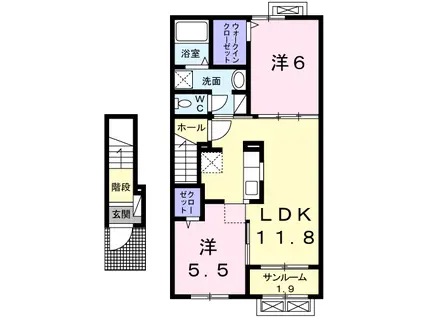 パルトネール(2LDK/2階)の間取り写真
