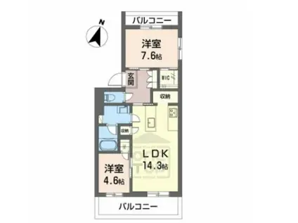 モンセル(2LDK/3階)の間取り写真