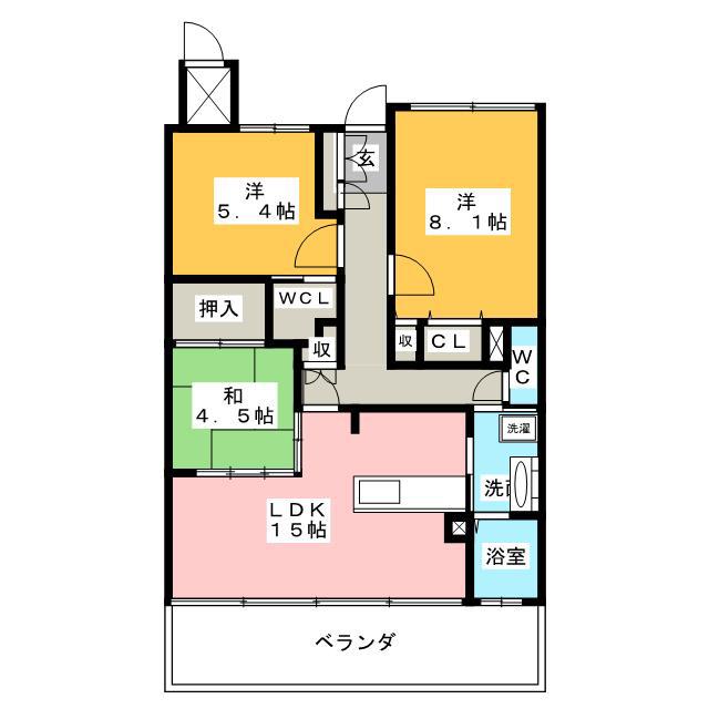 サンマンションアトレ津新町(3LDK/6階)の間取り写真