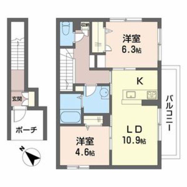 ありとほし館(2LDK/2階)の間取り写真