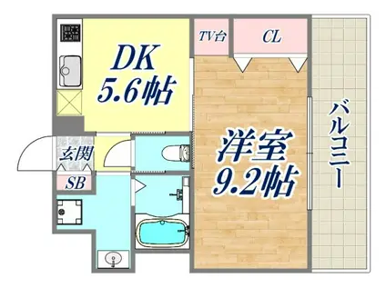 プレジール三ノ宮(1DK/2階)の間取り写真