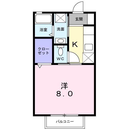 ラヴィランテFUNAOKA(1K/1階)の間取り写真