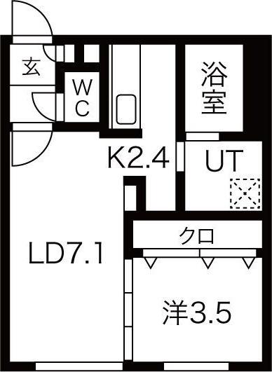 ウェルノント(1LDK/1階)の間取り写真