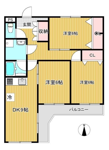 エマーレ南大泉SUD(3DK/2階)の間取り写真