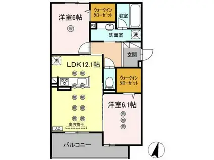 フィオーレ(2LDK/2階)の間取り写真