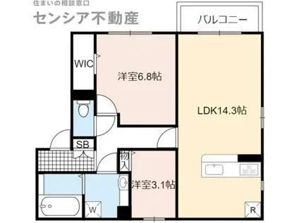 デイジーヒル(2LDK/1階)の間取り写真