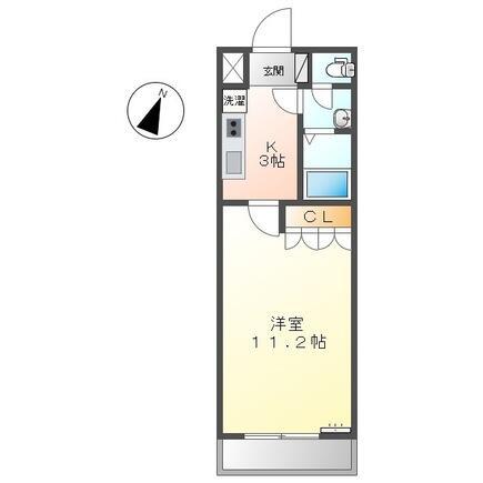 プランドール(1K/2階)の間取り写真