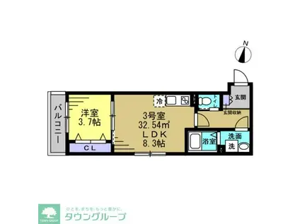 SOLARE本千葉(1LDK/1階)の間取り写真