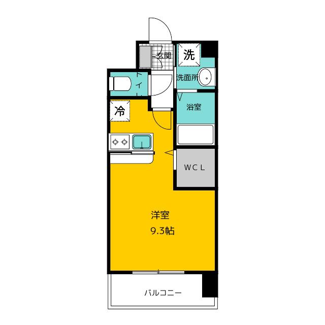 エンクレストベイ天神東II(ワンルーム/12階)の間取り写真