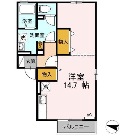 エクセル東尾道 A棟(ワンルーム/1階)の間取り写真