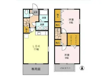 プランタニエールIIIII(2LDK/1階)の間取り写真