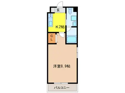 マリアロッソ弥富駅前(1K/2階)の間取り写真