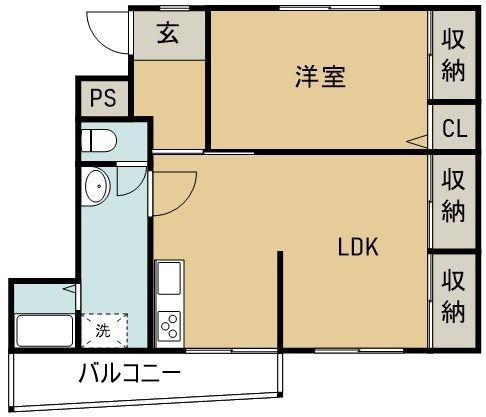 大松ビル(1LDK/3階)の間取り写真