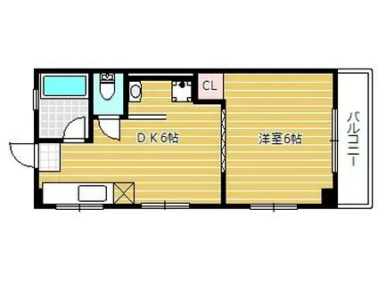 コーポ堀口(1DK/3階)の間取り写真