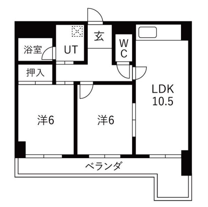 ハウス徳川(2LDK/3階)の間取り写真