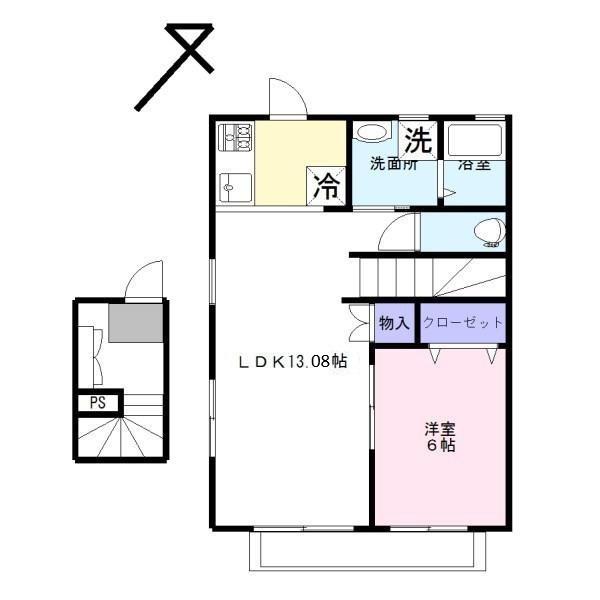 桜ガーデンIII(1LDK/2階)の間取り写真