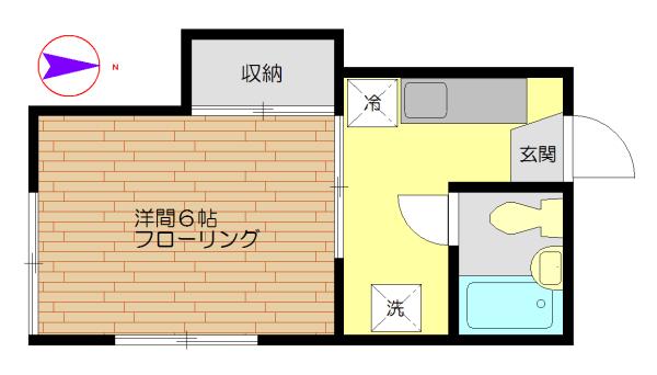 アサダハイツ(1K/2階)の間取り写真