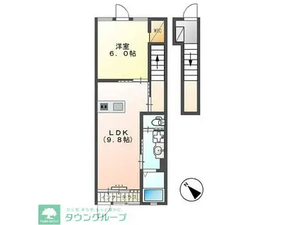 クレストⅤ(1LDK/2階)の間取り写真