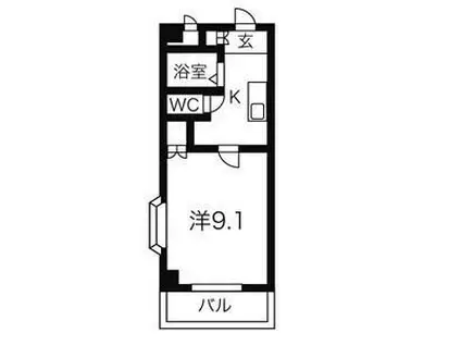 サンセールY・S(1K/3階)の間取り写真