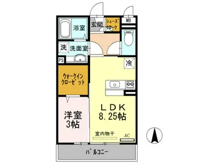 クリーク パレス(1LDK/2階)の間取り写真