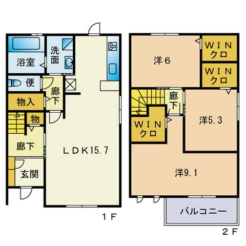 セジュール上白水(3LDK/1階)の間取り写真