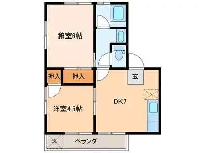 コーポ玉翠(2DK/1階)の間取り写真