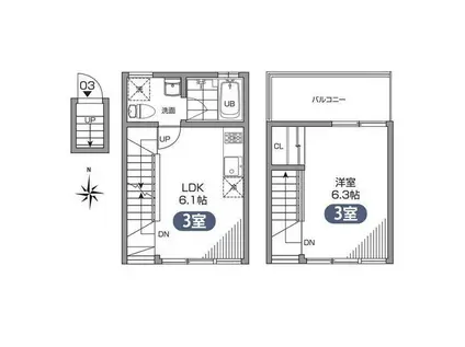 グリーンテラス蒲田(1DK/2階)の間取り写真