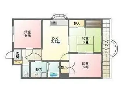 ラ・ムールⅡ(3DK/2階)の間取り写真