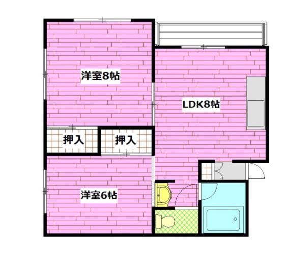 ラフォート牛田(2LDK/1階)の間取り写真