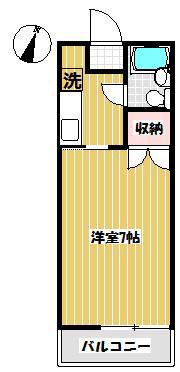 コーポサイドロード(1K/2階)の間取り写真