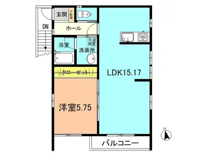 PROUD A(1LDK/2階)の間取り写真