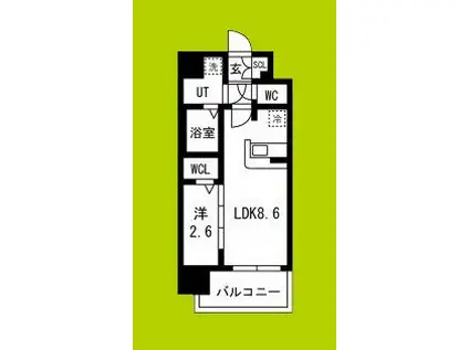 ファステート東大阪アダマス(1LDK/12階)の間取り写真