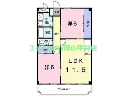 ビュー・セジュール(2LDK/1階)の間取り写真
