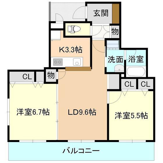 エルプロッサ(2LDK/3階)の間取り写真