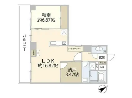 クローバーライフ桜森(1SLDK/6階)の間取り写真