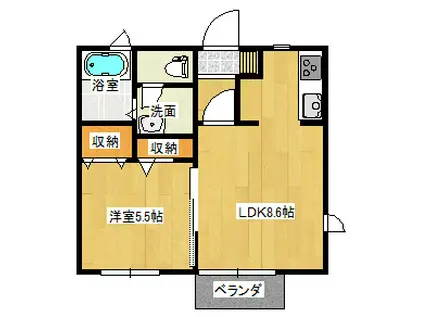 ファミリーオSH(1LDK/1階)の間取り写真