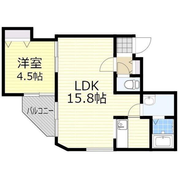 IBIZA中島公園(1LDK/2階)の間取り写真