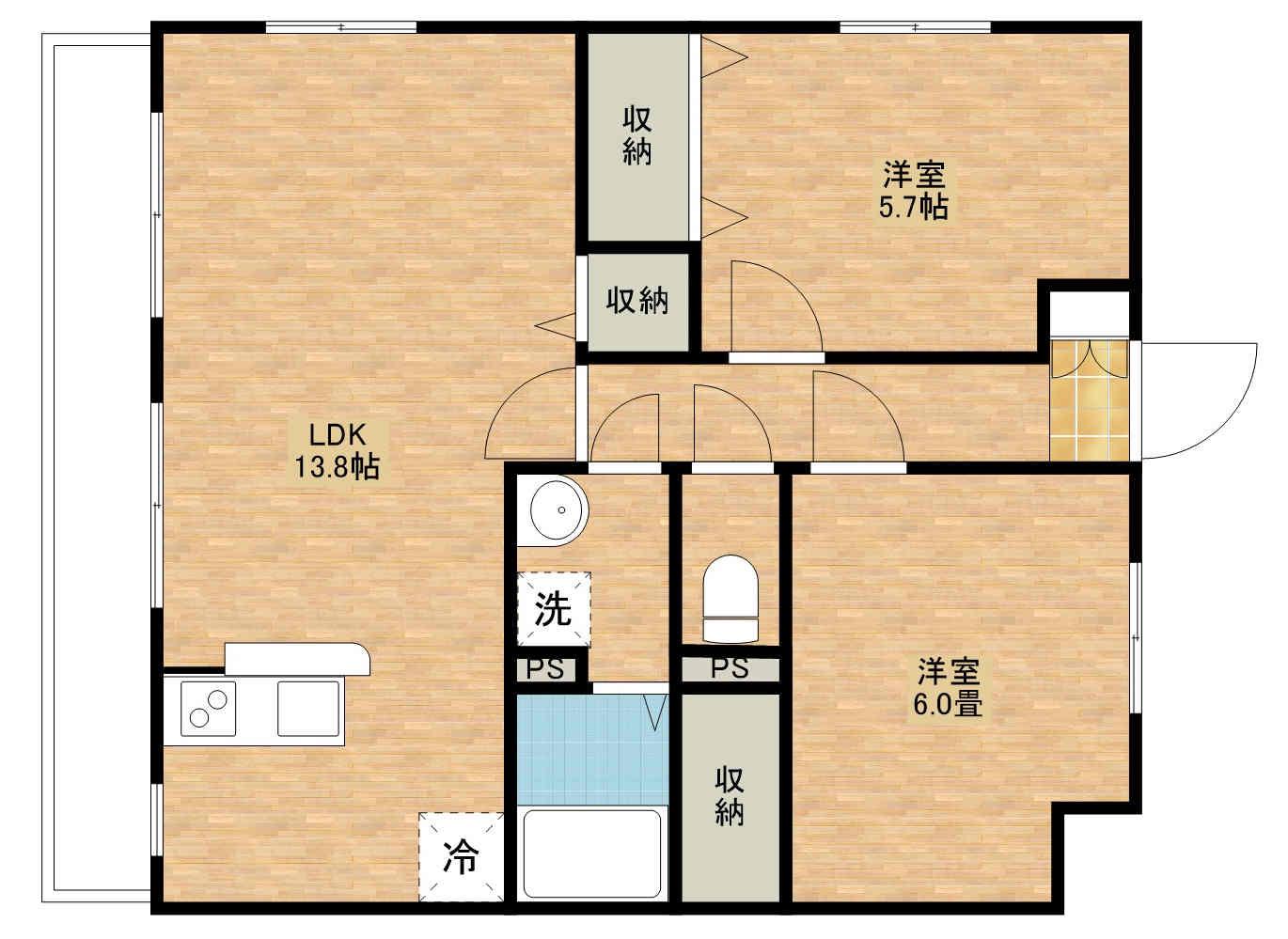 エフプラッツ(2LDK/2階)の間取り写真