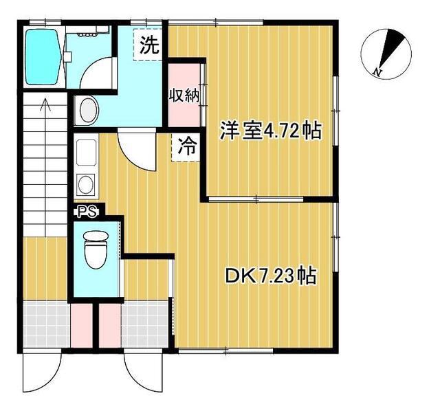 ヴィレッジ仁井田B(1DK/1階)の間取り写真